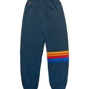 Aviator Nation - Kids Rainbow Stitch Sweatpants in blueish-gray color, size 4